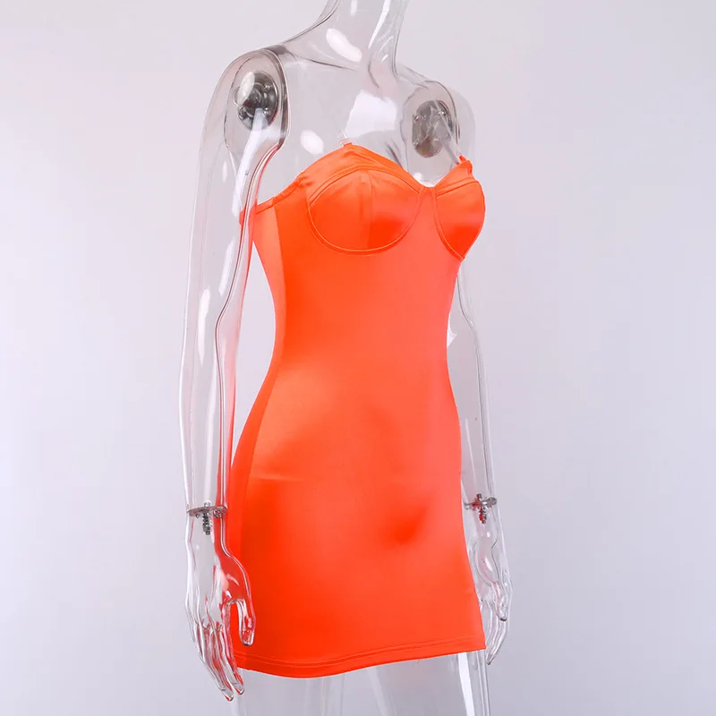 Женское атласное мини-платье Forefair Короткое облегающее платье без бретелек с