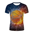 Летняя баскетбольная футболка для мальчиков, баскетбольная футболка с 3D-принтом огня, Мужская модная спортивная мужская футболка большого размера
