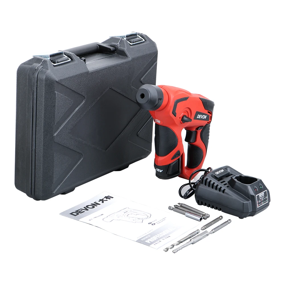 DEVON 12V Аккумуляторный поворотный молоток литий-ионный электрический молоток Ударная дрель шуруповерт профессиональные электроинструменты перезаряжаемый