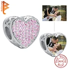 Бусина-Шарм из серебра 925 пробы, с розовым кристаллом