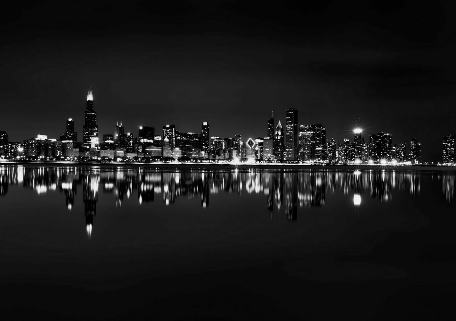 Chicago Cityscape Landscape Black &amp White Art Film Print Silk Poster Home Wall Decor 24x36inch | Дом и сад