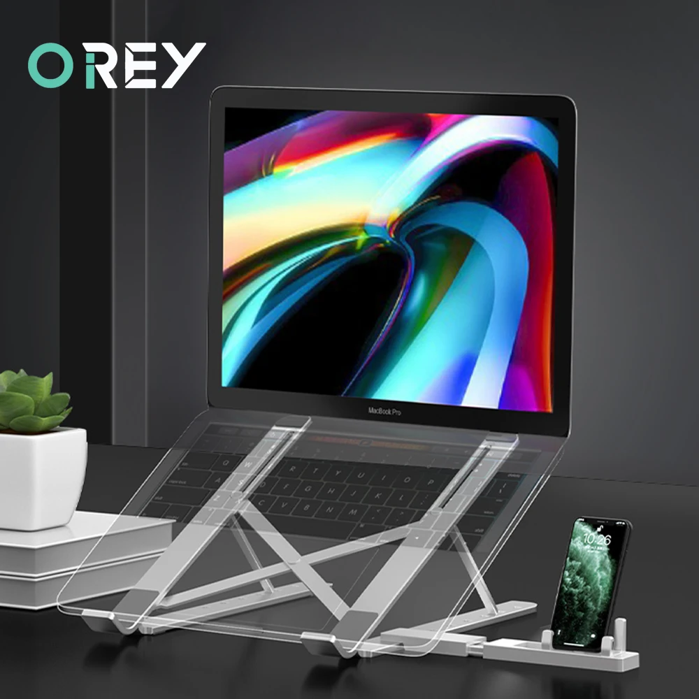 

Portable Laptop Stand With Phone Holder For Macbook Pro Foldable Support Notebook Tablet Stand Adjustable Laptop Holder Riser