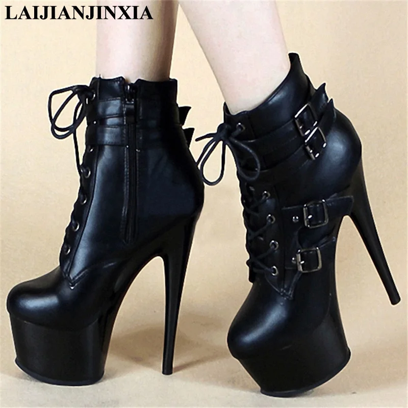 

LAIJIANJINXIA New Sexy Boots Women Dress Night Club Party 20cm High Heel Platform Pole Dancing Shoes Ankle Boots Dance Shoes
