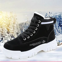 new winter female student shoes plush warm cotton shoes flat heel thick sole anti slip waterproof high top snow boots