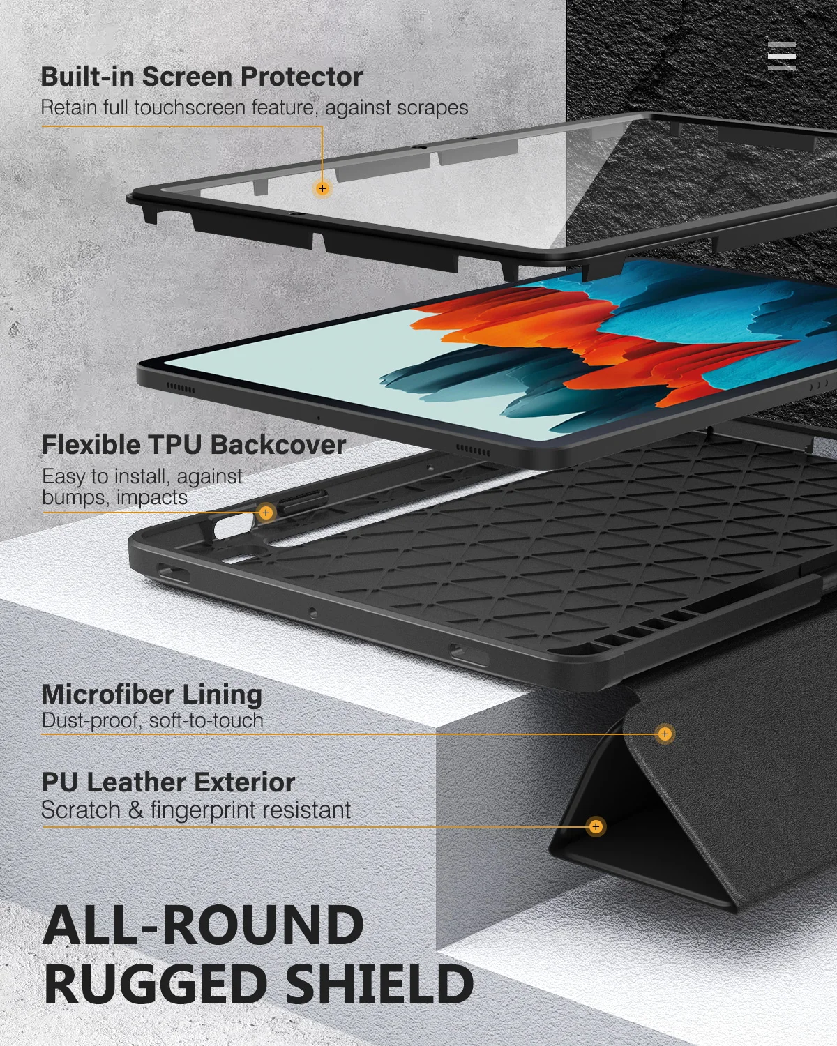 case for samsung galaxy tab s7 11 2020 sm t870sm t875built in screen protectorfull body shockproof case shell trifold stand free global shipping