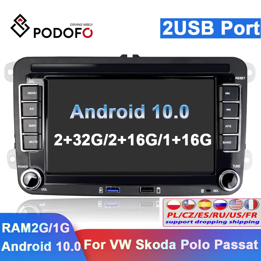 Автомагнитола Podofo 2 Din мультимедийный плеер на платформе Android 10 0 GPS-навигация