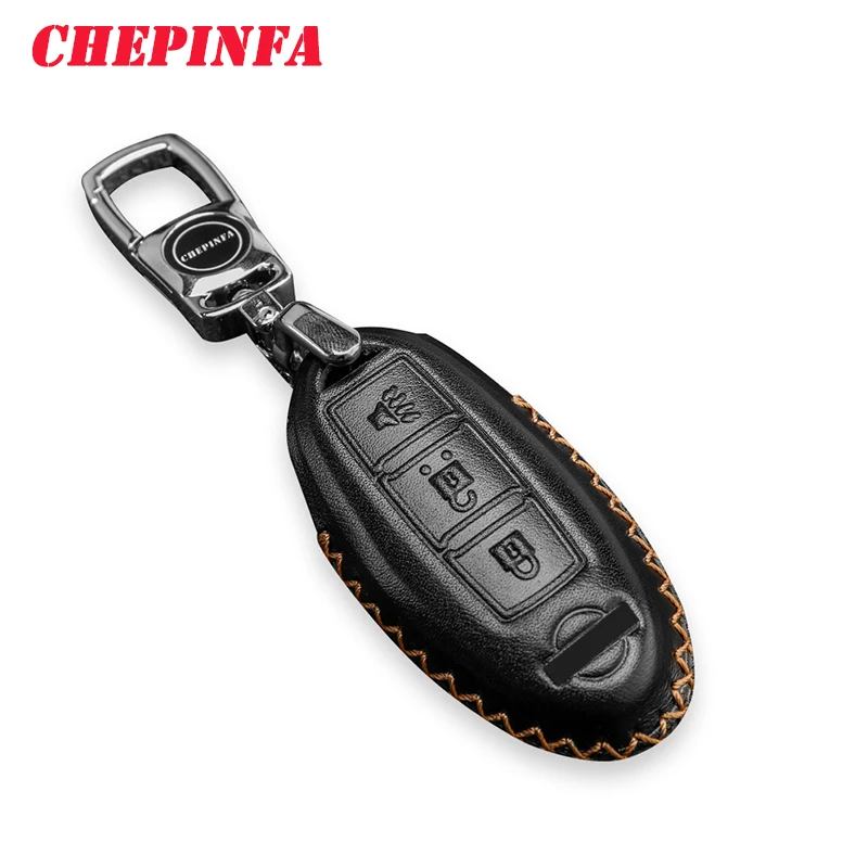 

Leather Car Key Case Cover For Nissan Tidda Livida X-Trail T31 T32 Qashqai March Juke Pathfinder Note GTR Keychain Ring Holder