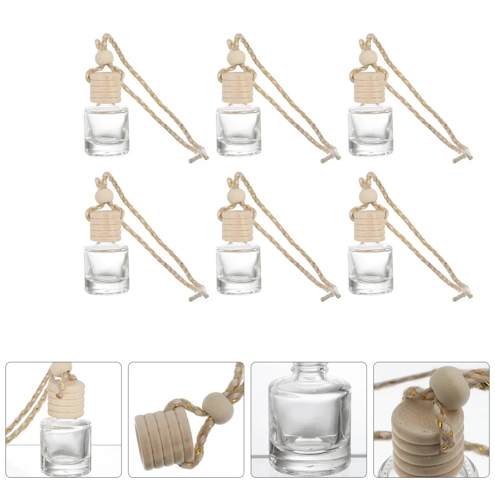 

6pcs Empty Hanging Glass Perfume Bottle Car Hanging Ornament Car Pendant