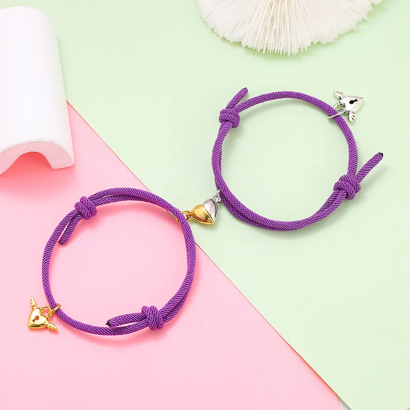 

Couple Magnet Wing Lock Creative Personality Heart-shaped Couple Bracelet Men and Women Charm Bracelet Jewelry