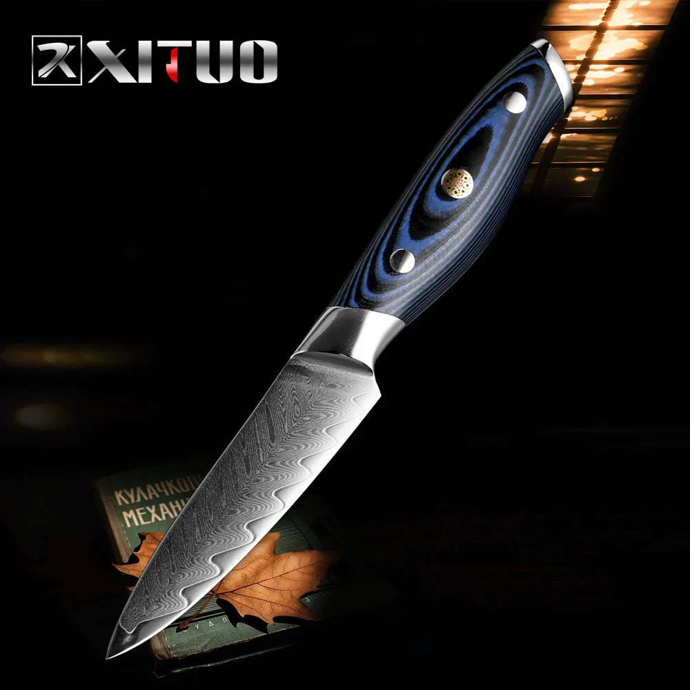 Paring Knife XITUO дамасский нож шеф-повара Профессиональный японский Sankotu Кливер обвалки Gyuto кухонный нож инструмент для приготовления пищи Изысканная Слива заклепочная рукоять - Цвет: Paring Knife