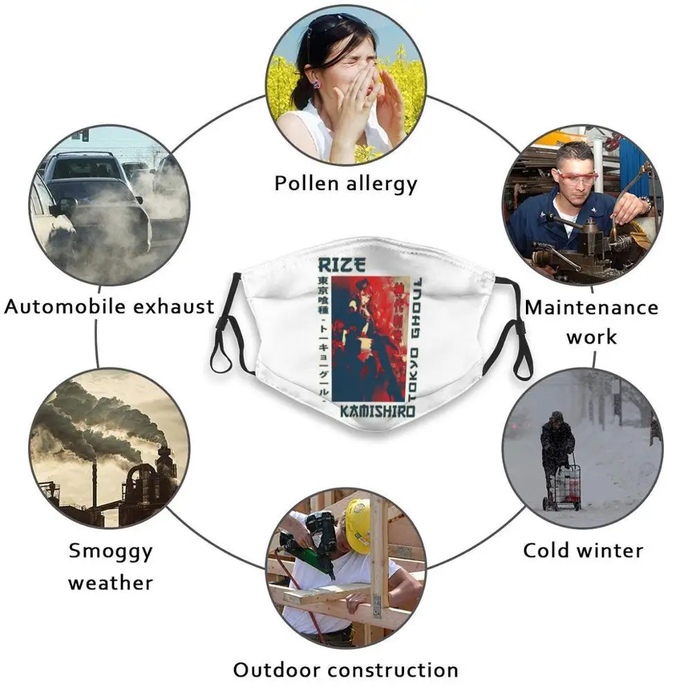 

Retro Horror Anime Tokyo Ghoul Character Rize Kamishiro Reusable Mouth Face Mask Anti Haze Dustproof Mask With Filters For