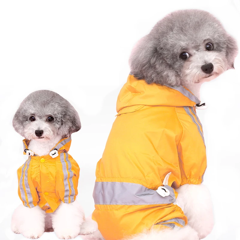 

HOOPET Dog Raincoat Outdoor Pet Clothes Small Medium Dog Clothes Four Feet Dog Clothes Reflective Dog Raincoat