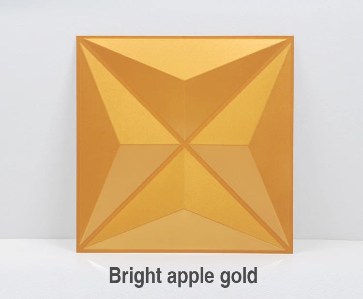 Bright apple gold 30x30 см 3D Художественная настенная панель, алмазная блестящая Звезда, резьба по дереву, цветок, тисненый 3D перламутровый красочный свадебный Декор, Настенная Наклейка - Цвет: Bright apple gold