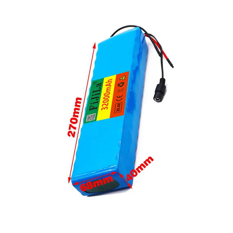 7S4P 24V 32000mAh 29.4v electric bicycle motor ebike scooter li-ion battery pack 18650 lithium rechargeable batteries BMS