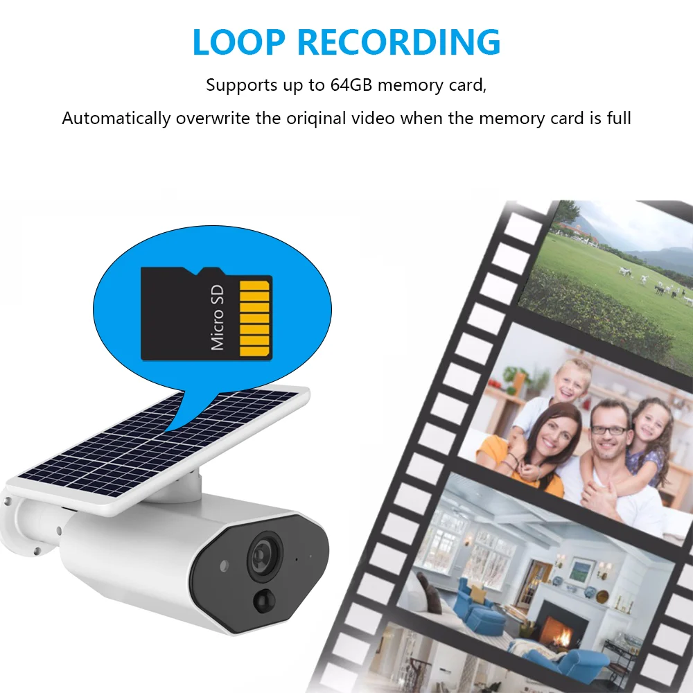 Водонепроницаемая HD ip-камера на солнечной батарейке 1080P беспроводная уличная камера WiFi с ночным видением Обнаружение движения P2P домашняя камера безопасности