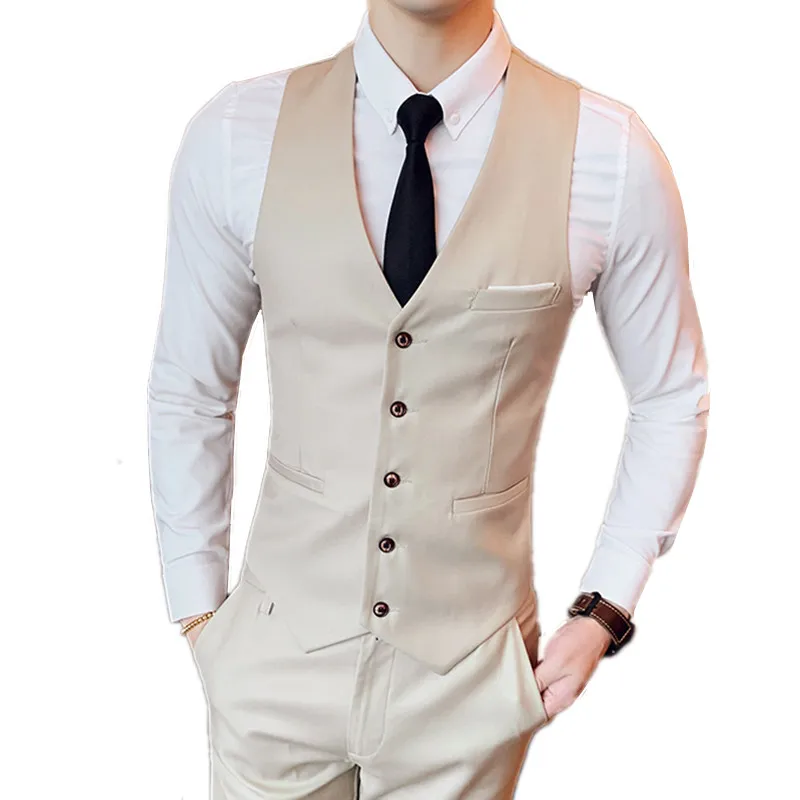 Костюмный жилет дружки Тонкий платье без рукавов с v-образным вырезом