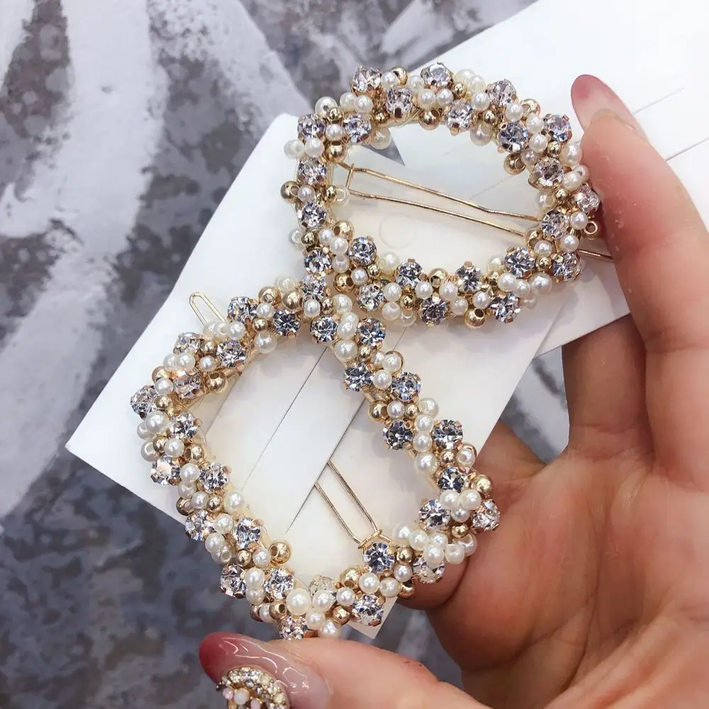

1 Pc Girls Rhinestone Pearl Crystal Hair Clips Elegant Barrettes Hairgrips Hairpins Hair Accessories for Women Headwear