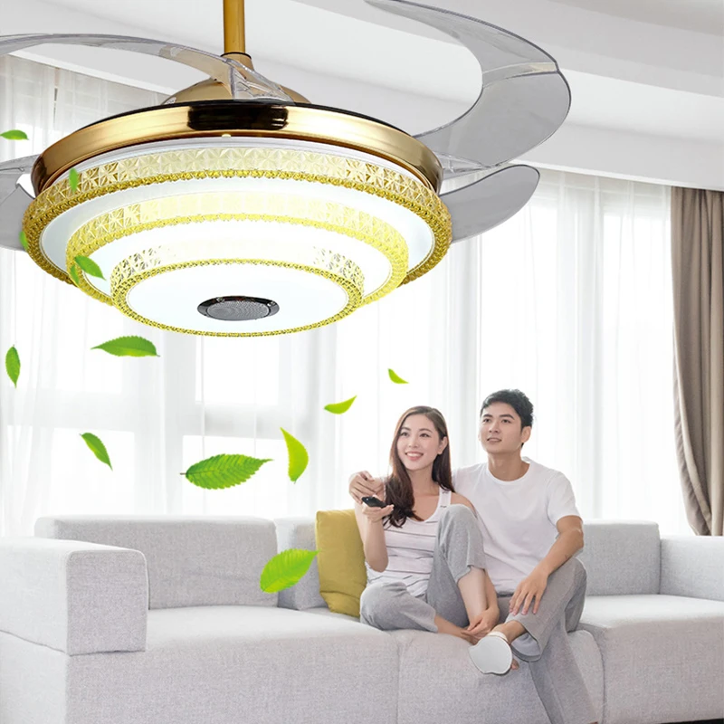 Современный потолочный вентилятор светильник Невидимый Bluetooth Динамик поколения