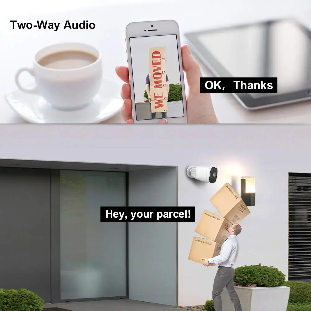 Wireless WiFi Battery Power Security IP Camera Bullet 1080P Waterproof Outdoor with 4*18650 Rechargeable | Безопасность и защита