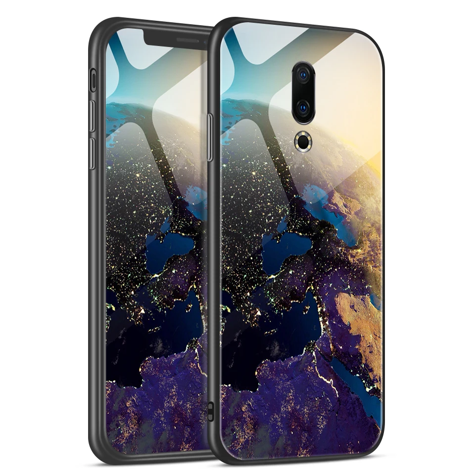 W308 Для Meizu M882Q M892Q M872Q чехол для телефона Meizu M6T звездный узор закаленное стекло Жесткий чехол для Meizu 16Plus 16S 16X TPU оболочка - Цвет: W308