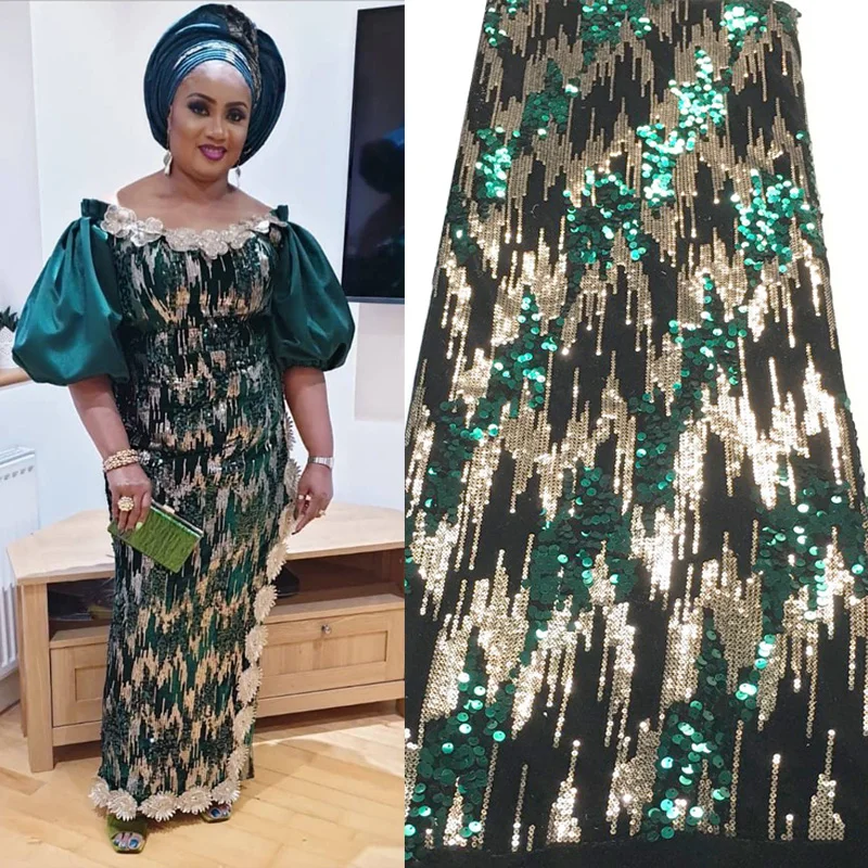 

Latest Velvet Lace Fabric African Lace Fabric 2021 High Quality Lace With Sequins/ French Nigerian Lace For Party Dress X1971
