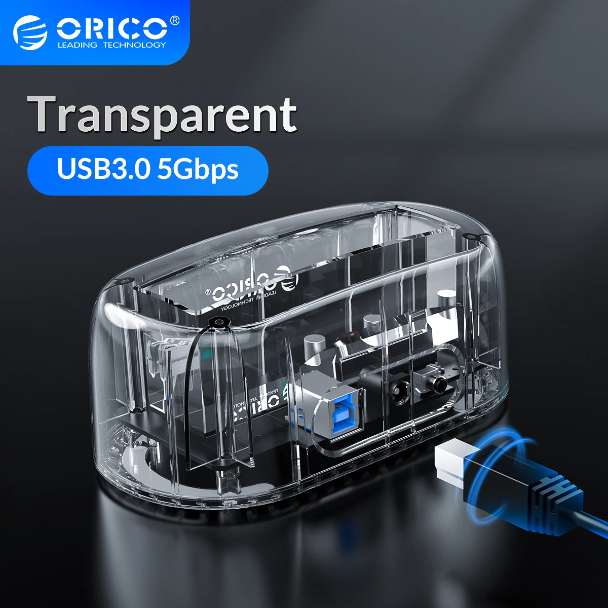 ORICO 3.5'' Transparent HDD Docking Station USB to SATA 3.0 5Gbps Hard Drive Docking Station for Desktop PC Support UASP 16TB