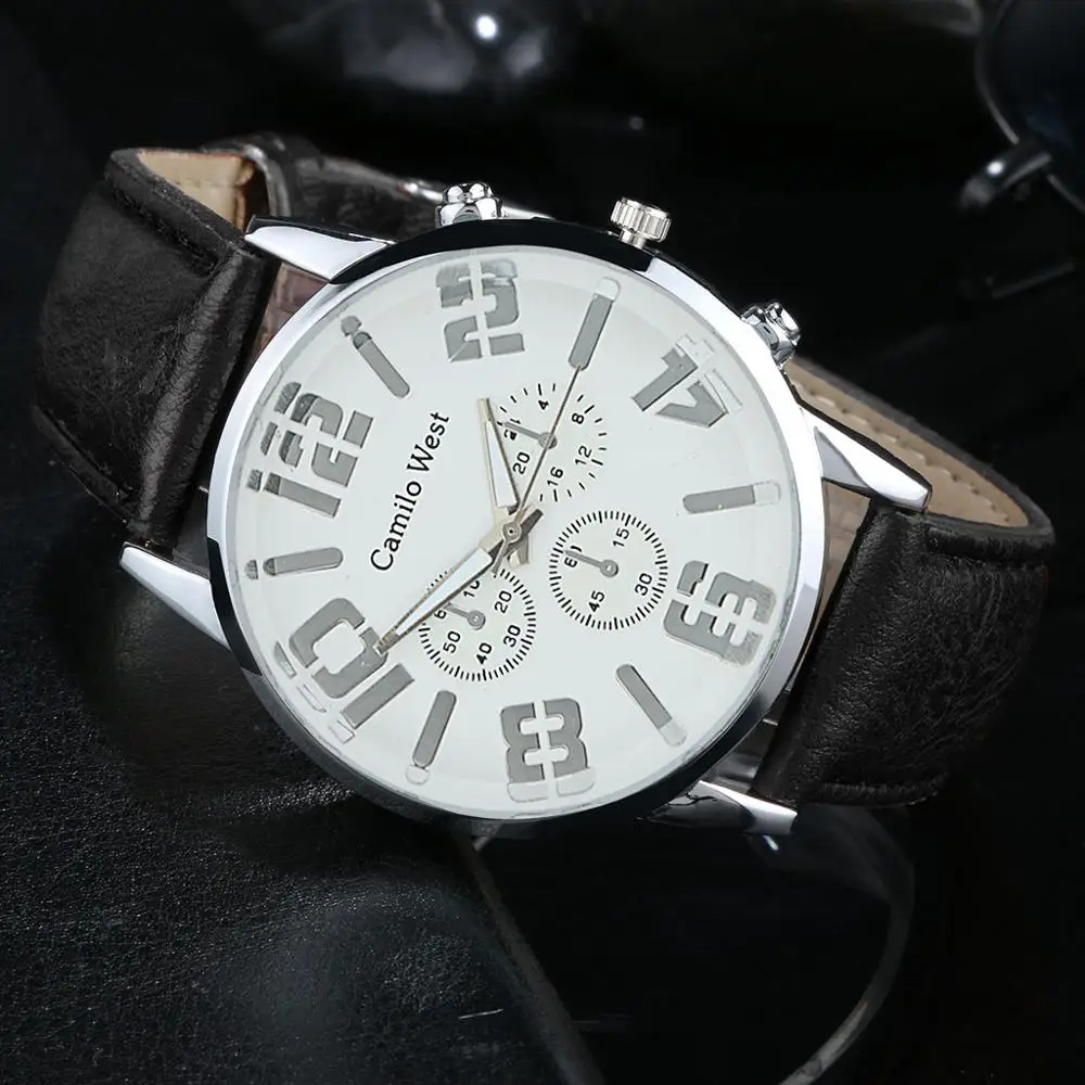 Новый мужской роскошный бренд часов часы кварцевые модные кожаные ремни Дешевые