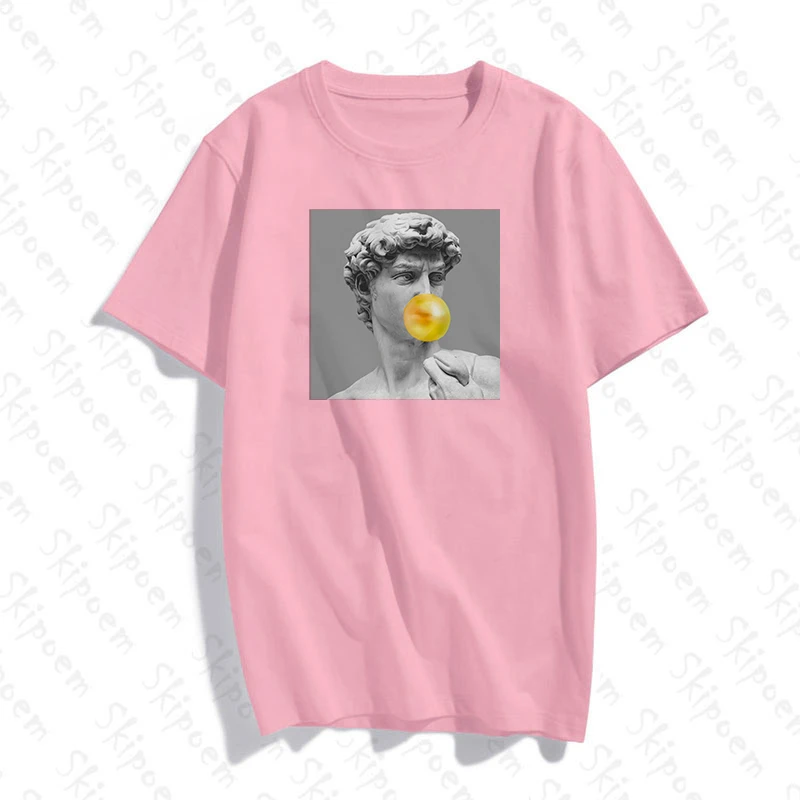 Женская футболка с изображением статуи давида микеланджело розовая кавайная