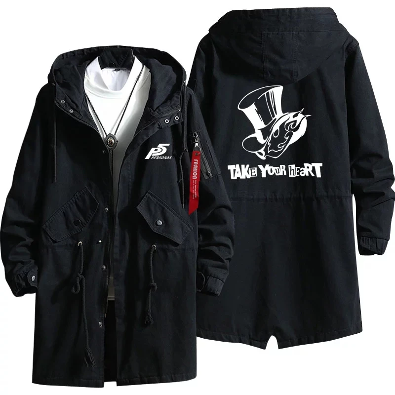 

Anime Persona 5 Akira Kurusu Cosplay Costume Ren Amamiya cosplay Trench Coat Hooded Zipper Thick Overcoat Jacket Warm Clothing