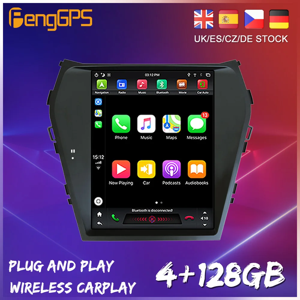 

Tesla Android 9,0 для Hyundai Santa Fe ix45 2013 2018 Carplay автомобильный мультимедийный плеер GPS-навигация автомобильное радио стерео головное устройство