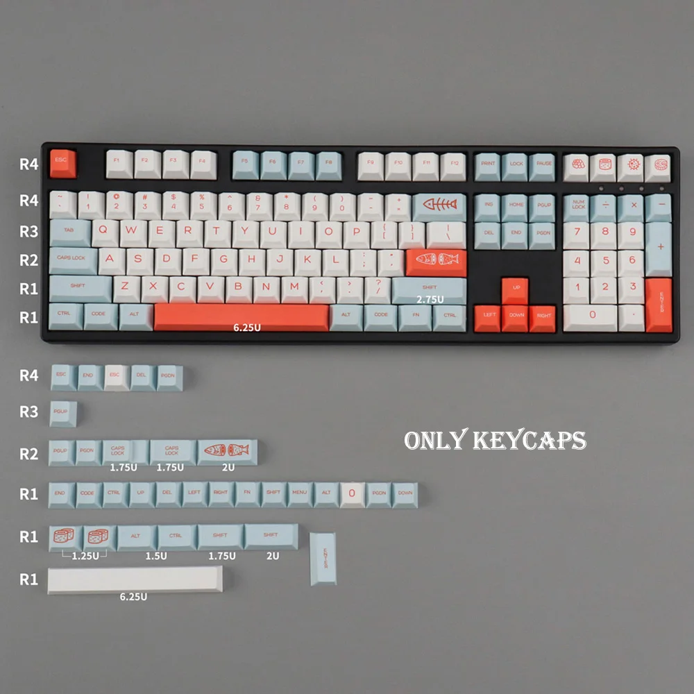

Salmon Keycaps PBT Cherry Profile DYE-SUB 140 Keys Keycap For MX Switch Mechanical Gaming Keyboard
