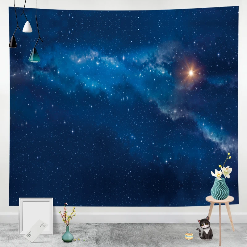 

Blue Starry Sky Galaxy Tapestry Universe Space Star Tapestry Wall Hanging Psychedelic Mysterious Nebula Stars for Room Decor