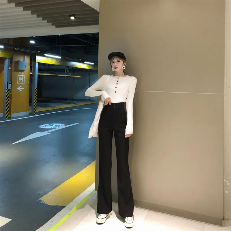 Длинные брюки для женщин с высокой талией летние модные элегантные повседневные