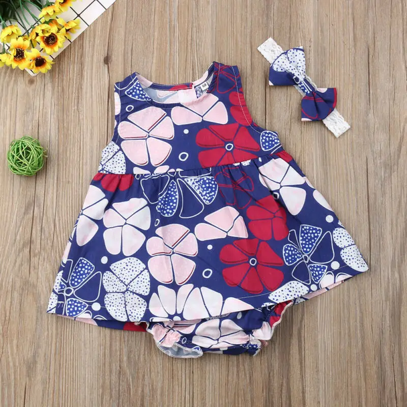 Летняя одежда для маленьких девочек комплект из 3 предметов Одежда платье с