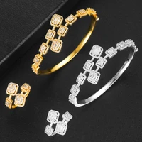 high quality new design bohemia fine cute 2 pcs open bangle ring jewelry set for women bridal wedding daily party jewelry set