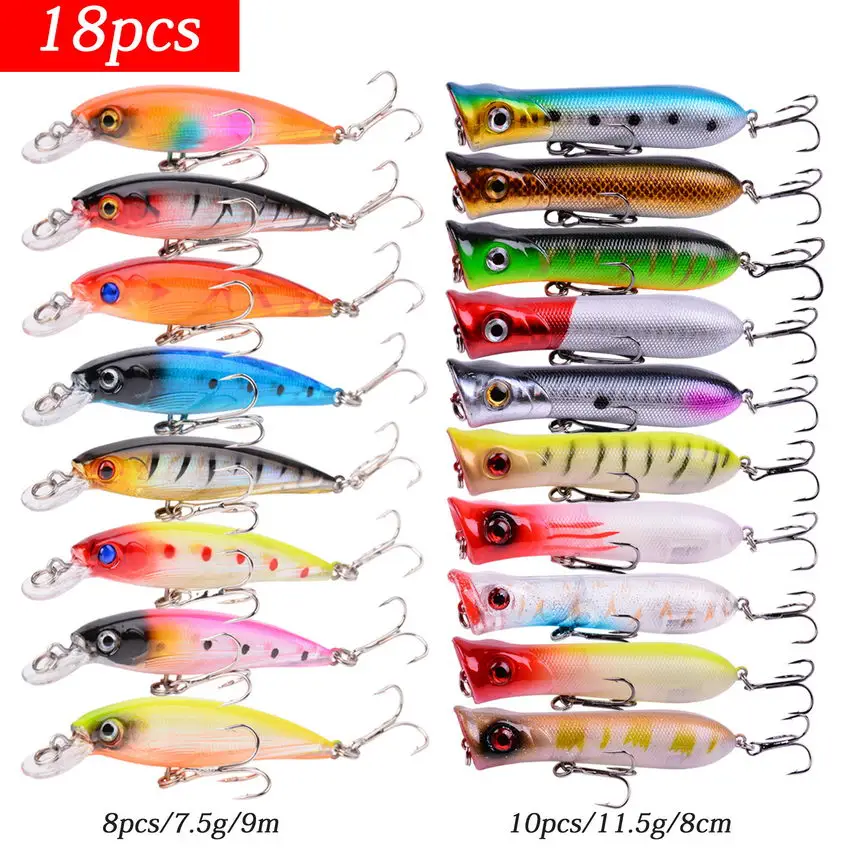 

Almighty Mixed Fishing Lure Kits Wobbler Crankbait Swimbait Minnow popper Hard Baits Spiners Carp Bait Set Fishing Tackle