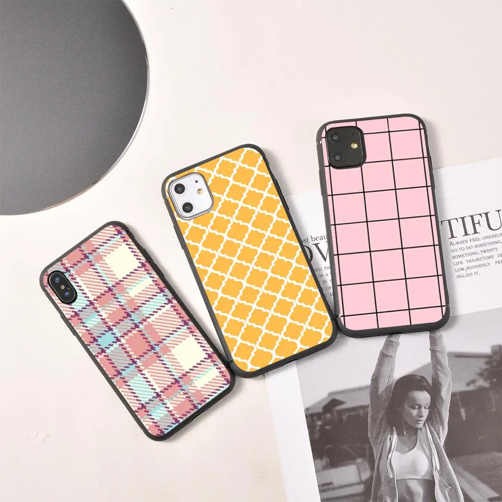 Luxury Geometric Lattice Case For iPhone 11 Pro SE 2020 Black White Phone 5 6 6S 7 8 Plus XR X XS MAX |