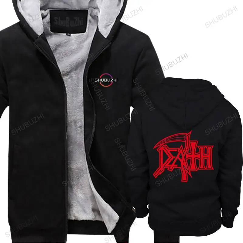 

Cotton Man's Fashion thick hoodies Tops Black DEATH Logo HEAVY METAL Casual Novelty unisex fall winter hoody vintage jacket