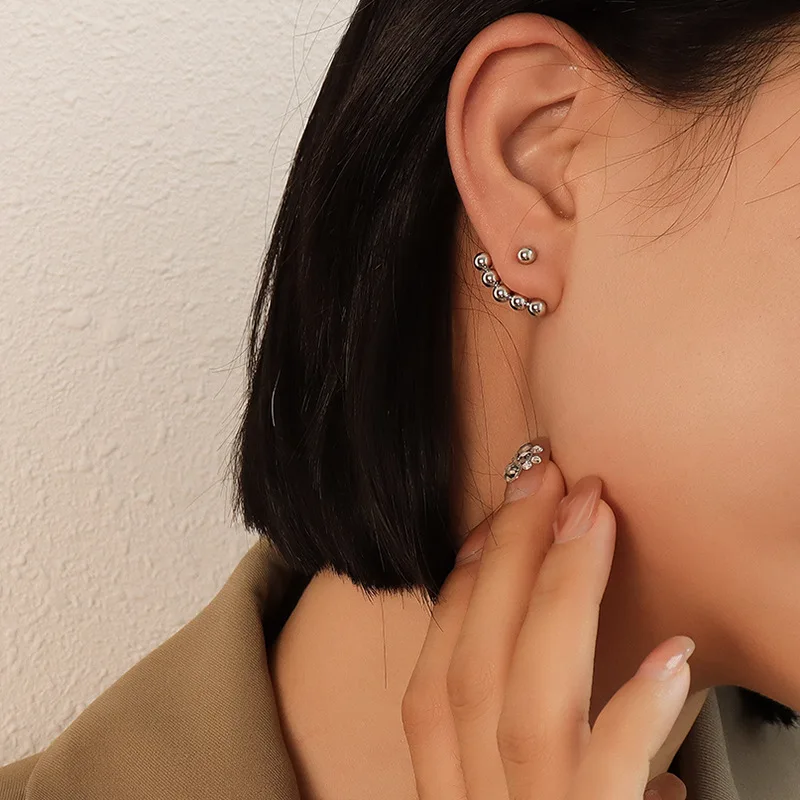 

Korean Fashion Earrings Studs for Women Office Ladies 316L Stainless Steel Earring 2021 Trendy Earrings Female Jewelry