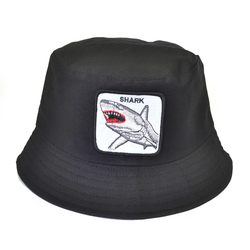

Panama Bucket Hat Men Women Summer Bucket Cap Cartoon Shark Embroidery Bob Hat Hip Hop Gorros Fishing Fisherman Hat