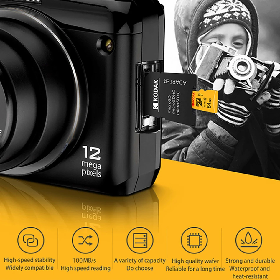 Карта памяти Kodak высокоскоростная 100 флешки 32 ГБ A1 класс 10 флэш-карта 64 128 Micro SD V30 U3