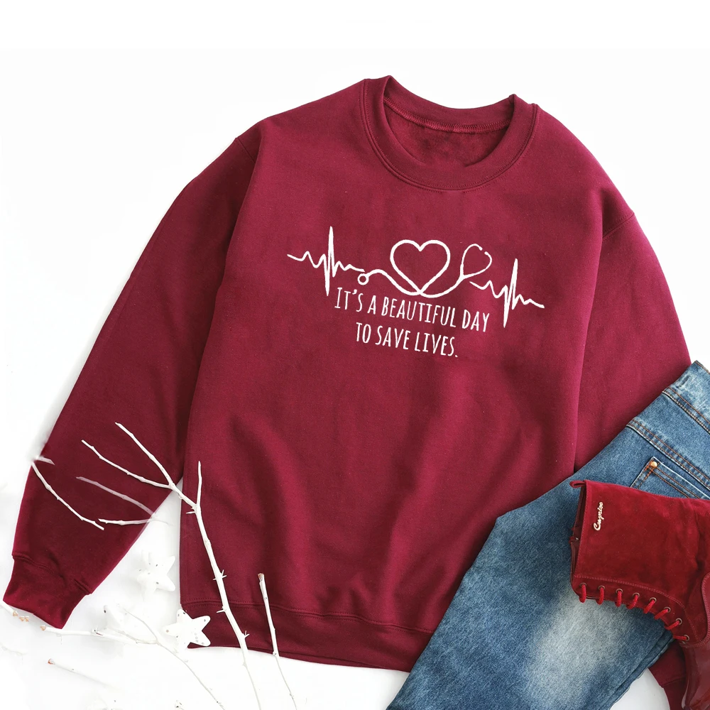 

Женский свитшот в стиле 90-х годов, милый Графический свитшот с рисунком сердцебиения, для спасения жизни