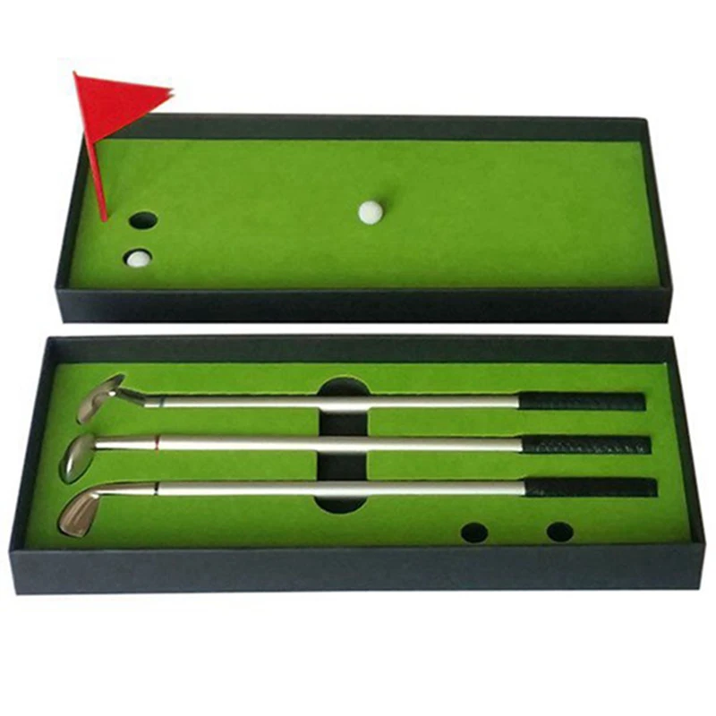 

New Mini Golf Club Putter Ball Pen Golfers Gift Box Set Desktop Decor For School Supplies Golf Accessories
