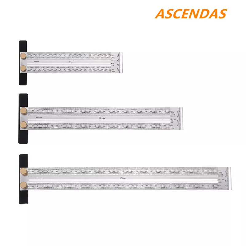 Масштабная линейка из нержавеющей стали ASCENDAS t образная с отверстиями меткой 90