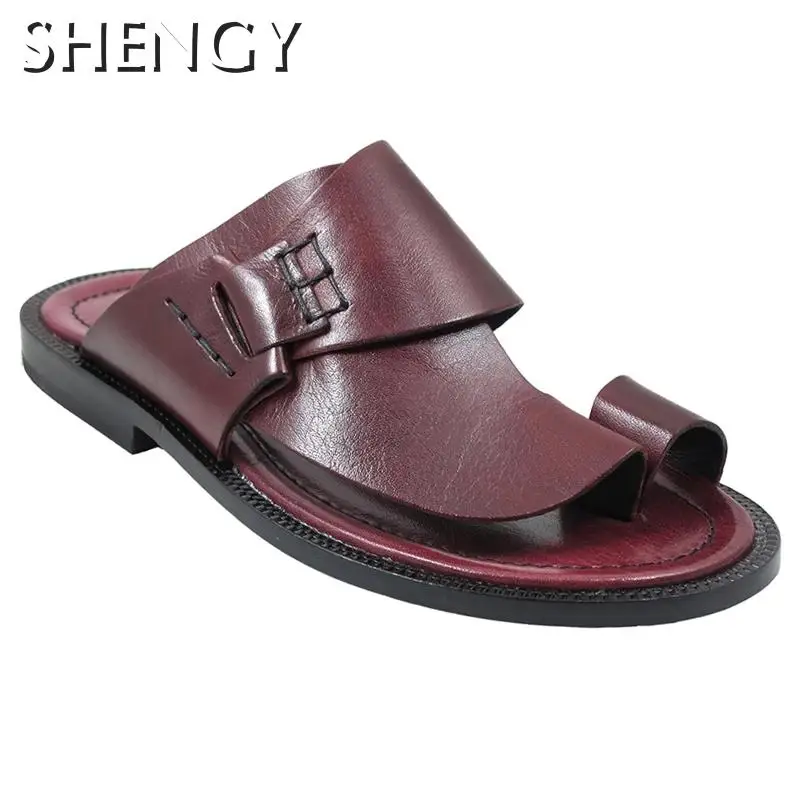 

Summer 2020 Men Sandals Beach Retro Sandals Men's Hand-sewn Sandals Men's Outdoor Casual Comfortable Shoes Large Size 39-48
