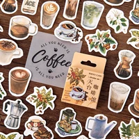 journamm 46pcs vintage coffee shop boxed stickers planner scrapbooking office supplies decorative stationery sealing stickers