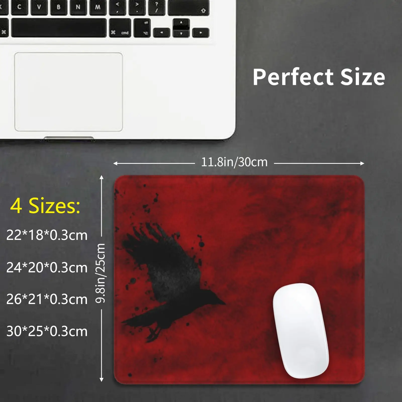 Акварельный коврик для мыши Raven подушка с рисунком сделай сам Ворон птица темный