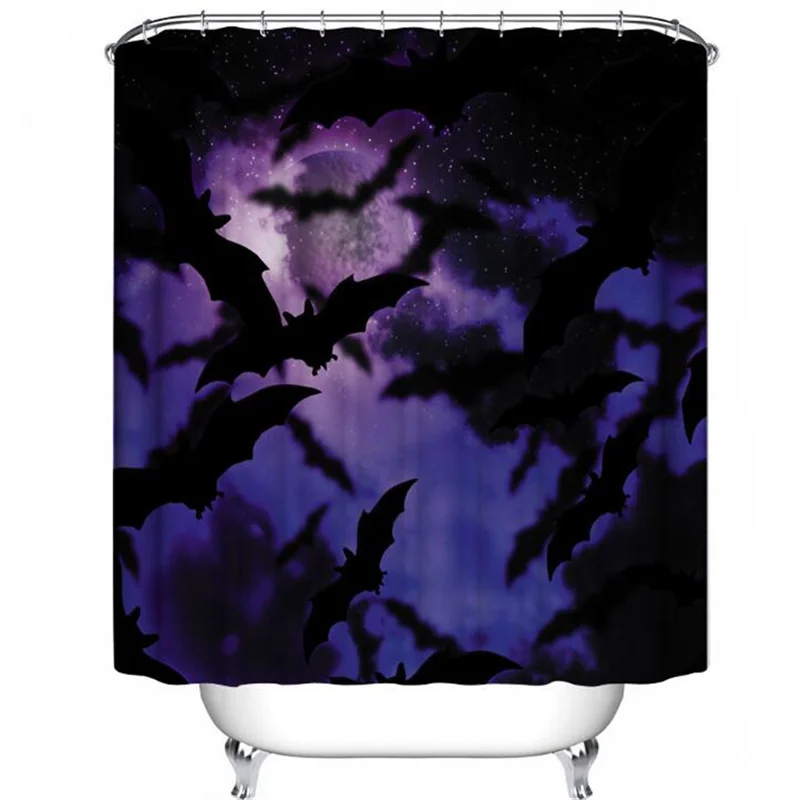Занавеска для душа с принтом черепа летучая мышь Хэллоуин праздничное украшение
