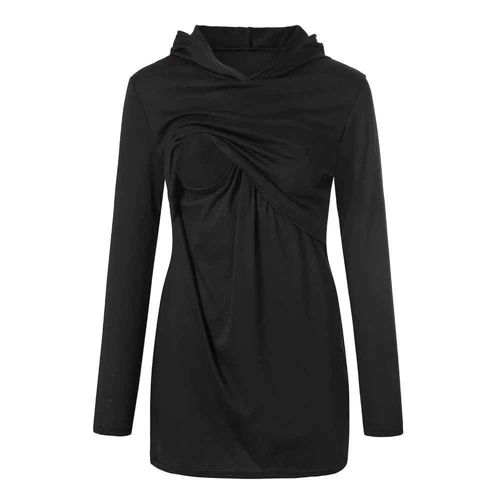 Толстовка с капюшоном для кормящих женщин длинным рукавом кенгуру теплые