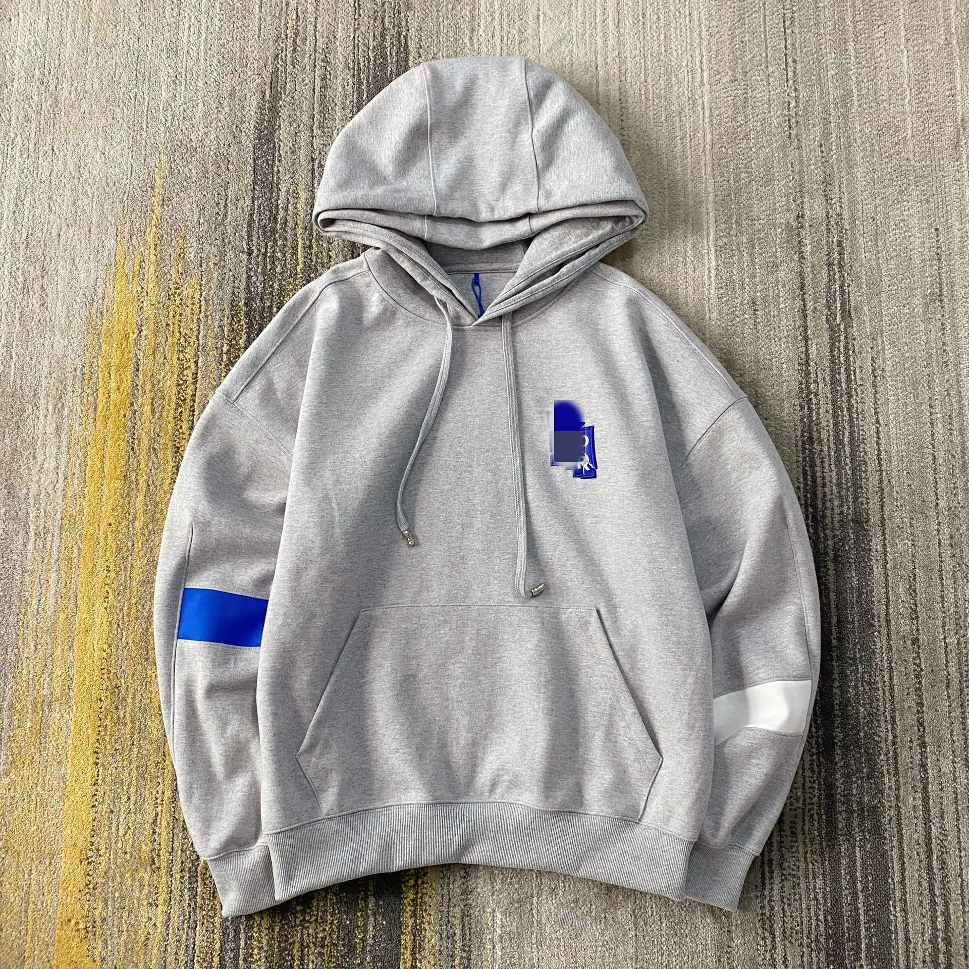 

AXXX 21 New 6th Anniversary Double Hat Cracked and Embroidered Hoodie Casual Couples Splicing Long Sleeves